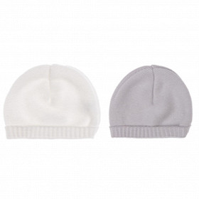 Lot de 2 bonnets naissance BLANC/GRIS 0/1 mois