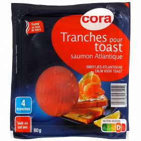 Cora tranches pour toast saumon atlantique fumé 80g