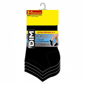 3 paires+1 offerte de socquettes classique coton homme DIM NOIR T39/42