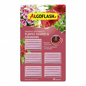 Algoflash engrais géraniums et plantes fleuries x30 batons