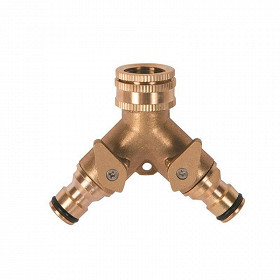 Ribiland nez de robinet laiton 3/4-1/2 "2 sorties rapides + vannes arrêt