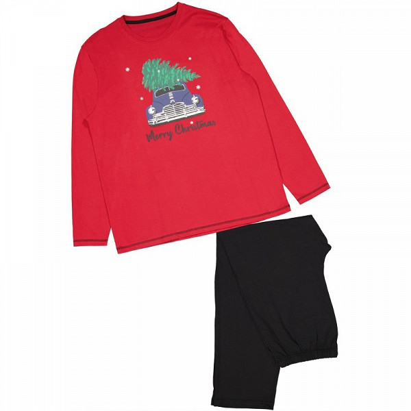 Pyjama long jersey print homme ROUGE S