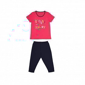 Pyjama corsaire manches courtes femme ROUGE T42$