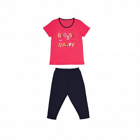 Pyjama corsaire manches courtes femme ROUGE T38