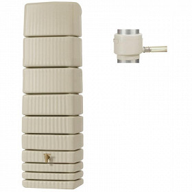 Récupérateur d'eau kit cuve murale slim 650 l sable et collecteur