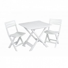 Set balcon pliant 2 personnes coloris blanc