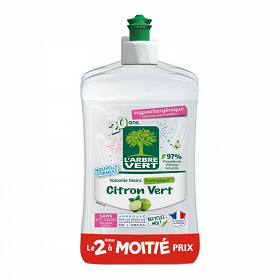 L'arbre vert lot de 2 liquides vaisselle citron 500ml-2ème à 50%