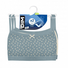 Lot de 2 brassières fille pocket coton Dim AVE BL FLW CREAMY S 10ANS