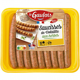 Le Gaulois saucisses volaille aux herbes x9 450g