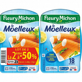 Fleury Michon 18 bâtonnets surimi moelleux MSC riche en oméga le 2ème -60% 576g